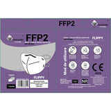 Mască FFP2 Flippy KN95 de unică folosință, vedere spate cu sistem elastic prindere