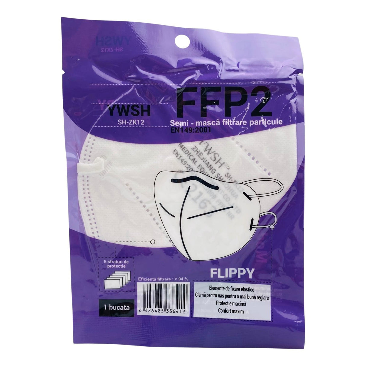 Mască protecție respiratorie Flippy FFP2, detaliu elastic poliester și spandex