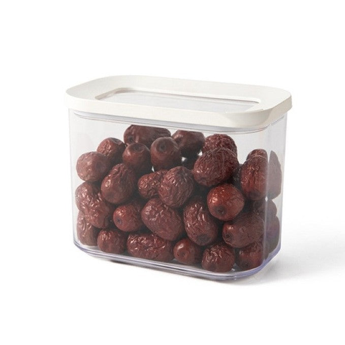 Set 5 Cutii de Depozitare Alimente, Vivimall, Capac Alb, din ABS+Silicon, 23 x 15 x 27 cm, Transparent - vivimall.ro