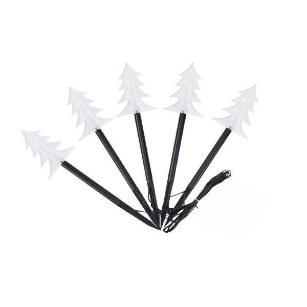 Set 5 Lampi LED cu baterii, de exterior Model Brad, pentru gradina, Vivimall, 35.5 cm, Alb Cald - vivimall.ro