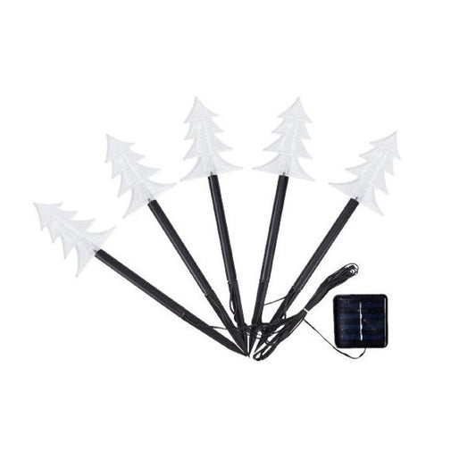 Set 5 Lampi solare LED de exterior Model Brad, pentru gradina, Vivimall, 35.5 cm, Alb Cald - vivimall.ro