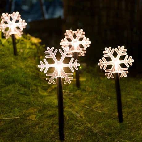 Set 5 Lampi solare LED de exterior Tip Fulg pentru gradina Vivimall, 35.5 cm, Alb Cald - vivimall.ro