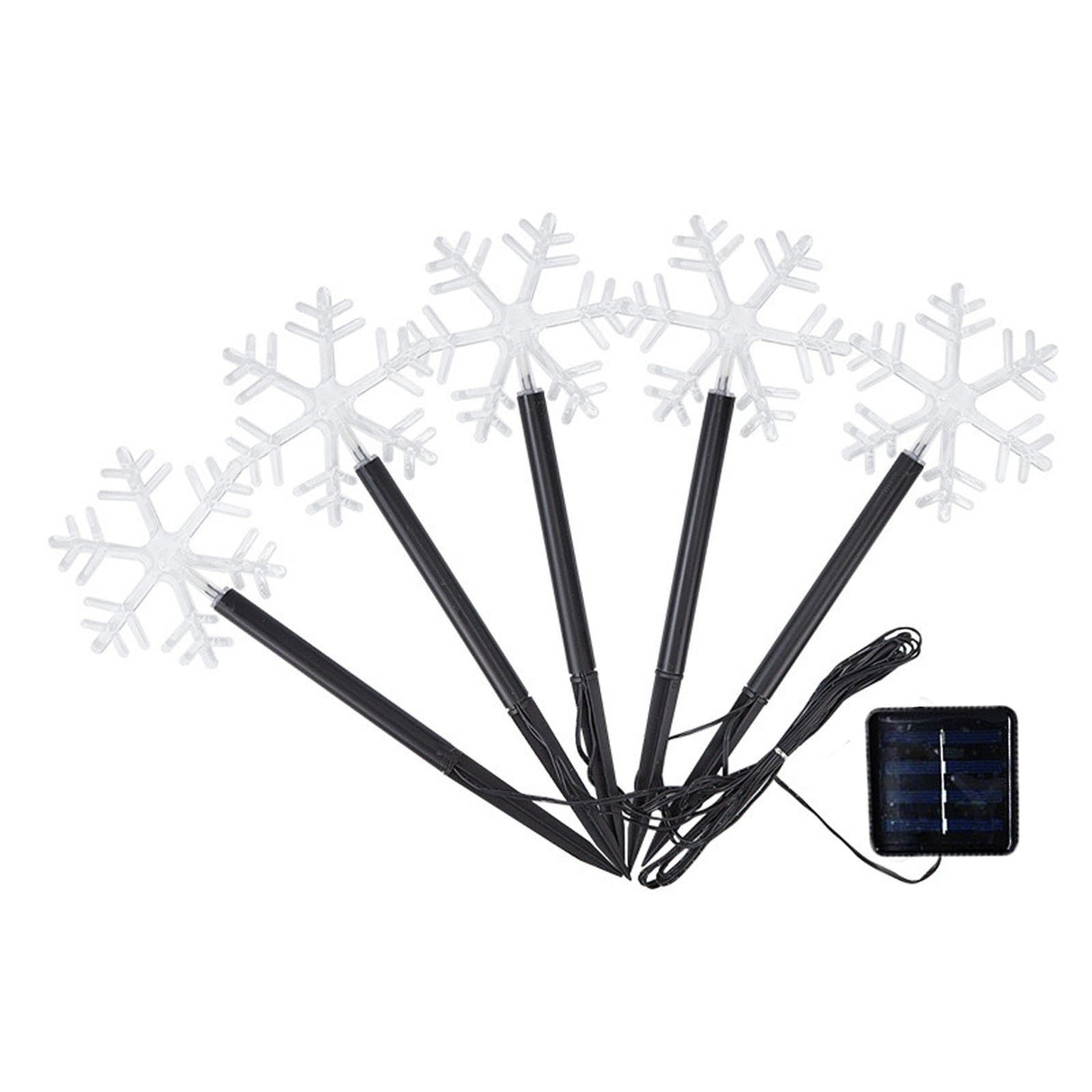 Set 5 Lampi solare LED de exterior Tip Fulg pentru gradina Vivimall, 35.5 cm, Alb Cald - vivimall.ro