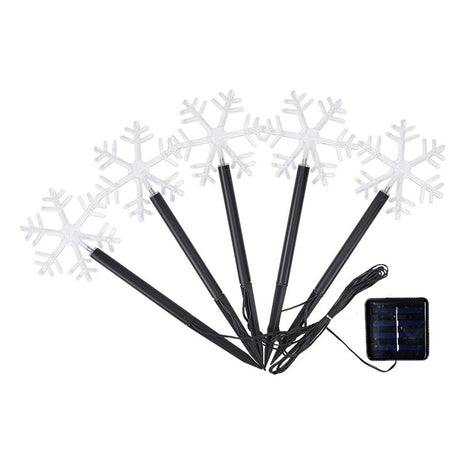 Set 5 Lampi solare LED de exterior Tip Fulg pentru gradina Vivimall, 35.5 cm, Alb Cald - vivimall.ro