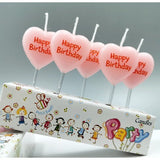 Set 5 Lumanari de Tort, Vivimall, Model Inima, Text Happy Birthday, 2.5 x 2.5 cm, din Ceara, Multicolor - vivimall.ro