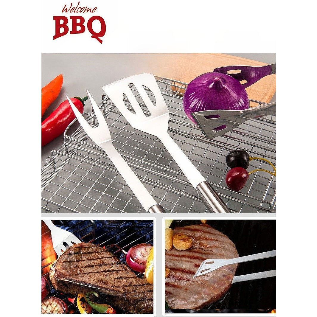 Set 5 Ustensile pentru Gratar, Vivimall, din Otel Inoxidabil, Geanta Oxford, Argintiu - vivimall.ro