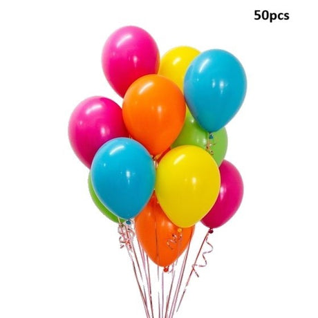 Set 50 Baloane din Latex Metalizate, Vivimall, Model Party, 30 cm, Multicolore, 2.4 g - vivimall.ro