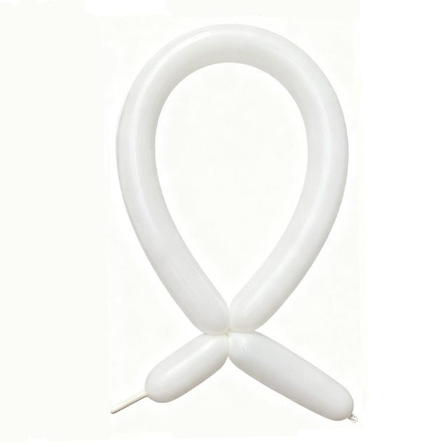 Set 50 baloane de modelaj Flippy din latex alb, dimensiuni 30×1,5 cm, vedere frontală produs
