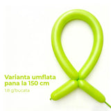 Baloane modelaj latex Flippy verde deschis, formă cilindrică standard, lungime 30 cm, detaliu textură