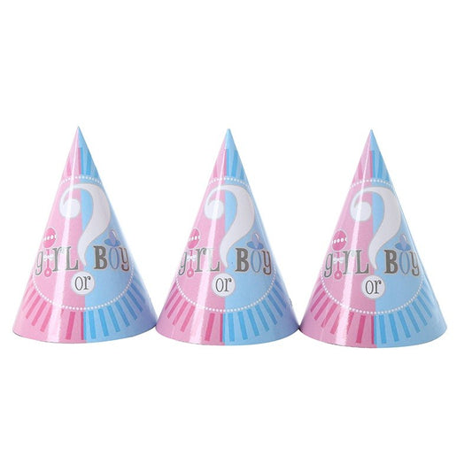 Set 6 Coifuri Gender Reveal, Vivimall, Girl or Boy, din Carton, 20 x 14 cm, Roz/Albastru - vivimall.ro