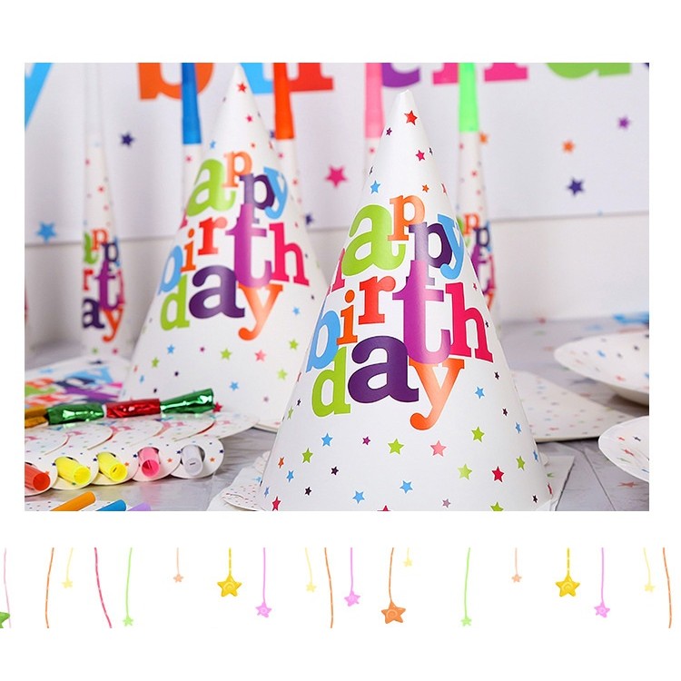 Set 6 Coifuri pentru Petrecere, Vivimall, Colectia Happy Birthday, Multicolor - vivimall.ro