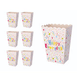 Set 6 Cutii de PopCorn, Vivimall, Model Happy Everyday, 17 x 15 cm, Multicolor - vivimall.ro