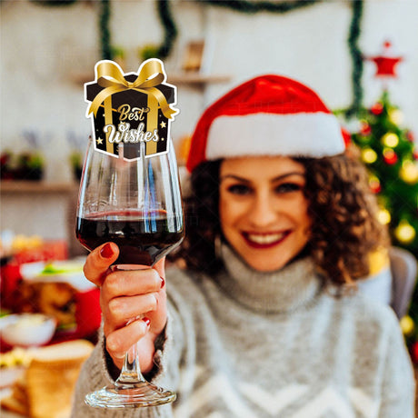 Set 6 Decoratiuni pentru Pahare de Cocktail, Flippy, Tema Anul Nou, din Hartie, Multicolor - vivimall.ro