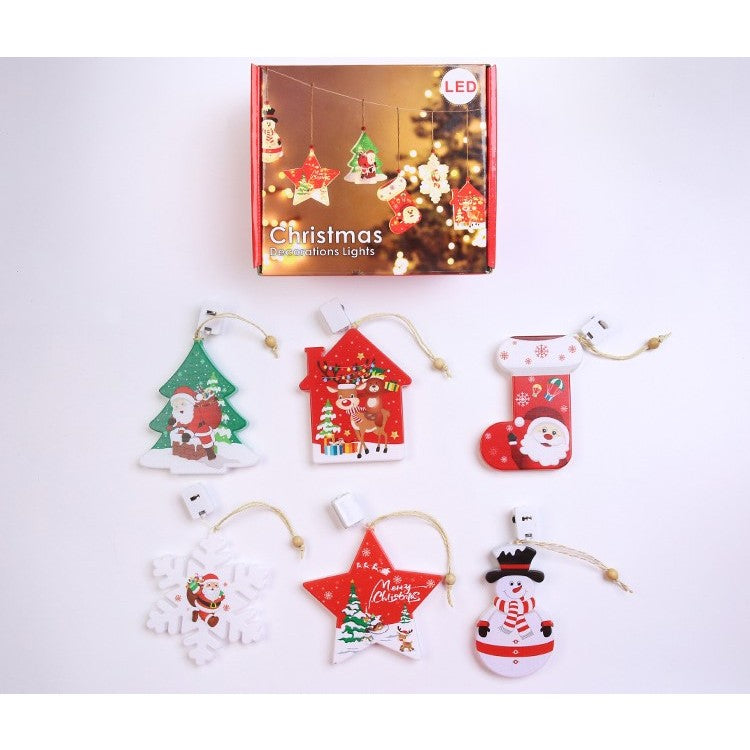 Set 6 decoratiuni de Craciun luminoase, Vivimall - vivimall.ro