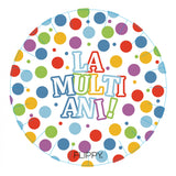 Set 6 Farfurii de Unica Folosinta, Vivimall, Colectia, LA MULTI ANI, 23 cm, din Carton Laminat, Multicolor - vivimall.ro