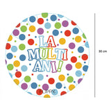 Set 6 Farfurii de Unica Folosinta, Vivimall, Colectia LA MULTI ANI , 30 cm, din Carton Laminat, Multicolor - vivimall.ro