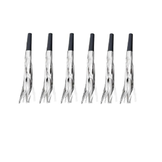 Set 6 Fluiere Party cu Franjuri, Vivimall, din Plastic, Argintiu - vivimall.ro