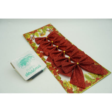 Set 6 fundite pentru brad, Rosii, clasice, cu sclipici, 8 x 9 cm, din poliester, Vivimall - vivimall.ro