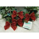 Set 6 fundite pentru brad, Rosii, clasice, cu sclipici, 8 x 9 cm, din poliester, Vivimall - vivimall.ro