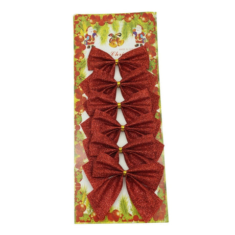 Set 6 fundite pentru brad, Rosii, clasice, cu sclipici, 8 x 9 cm, din poliester, Vivimall - vivimall.ro