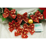 Set 6 fundite pentru brad, Rosii, cu stelute , 8 x 8 cm, din poliester, Vivimall - vivimall.ro