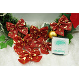 Set 6 fundite pentru brad, Rosii, cu stelute , 8 x 8 cm, din poliester, Vivimall - vivimall.ro