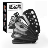 Set 6 In 1 Mini Ustensile Bucatarie Taietor Pizza, Cutit, Curatator, Razatoare, Desfacator, Presa Usturoi, Manere Din Abs, Lame Ascutite Din Otel Inoxidabil, 7.1 X 12.9 X 4.8 Cm, Negru - vivimall.ro