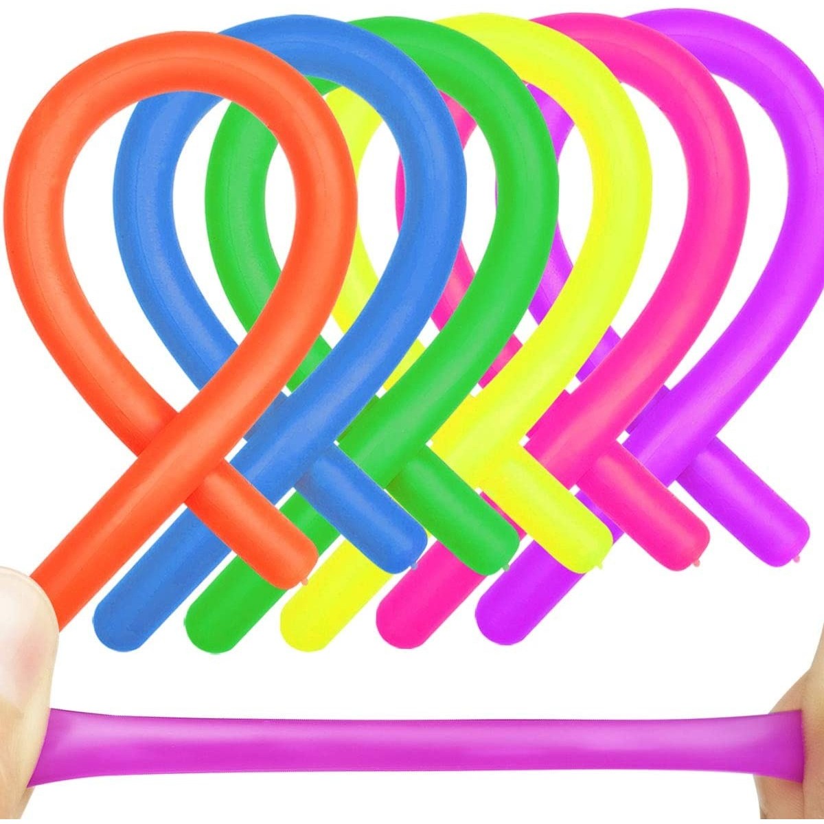 Set 6 Jucarie Senzoriala Superelastica 24Cm-2M Lungime, Antistres, Colorata Stretchy String Fidget