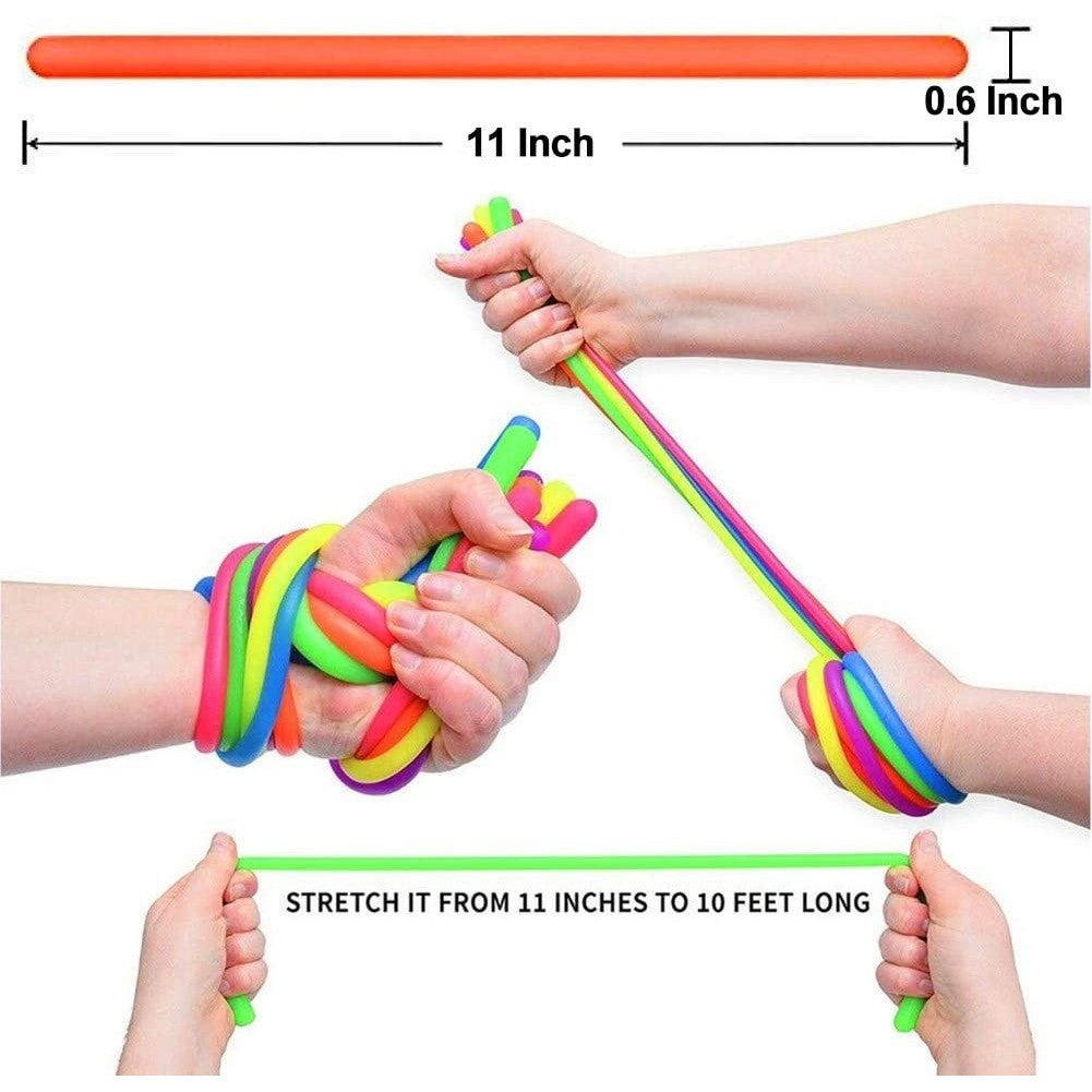 Set 6 Jucarie Senzoriala Superelastica 24Cm-2M Lungime, Antistres, Colorata Stretchy String Fidget