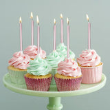 Set 6 Lumanari de Tort, Vivimall, din Parafina, 11 x 0.4 cm, Lucioase, Roz Auriu - vivimall.ro