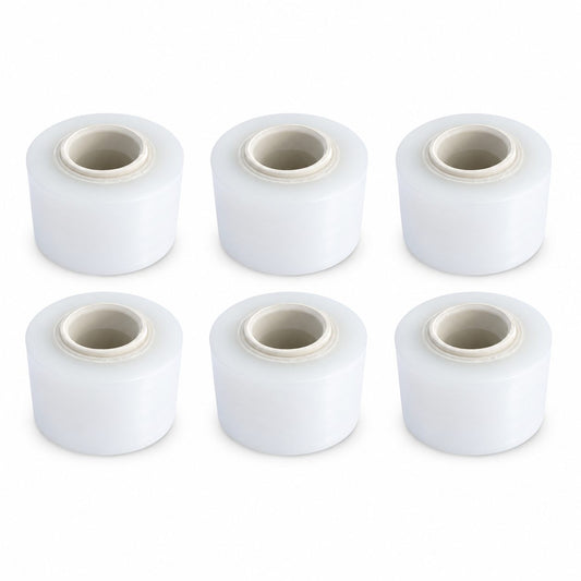 Set 6 mini role folie stretch manuală transparentă, vedere de ansamblu, lățime 12,5 cm