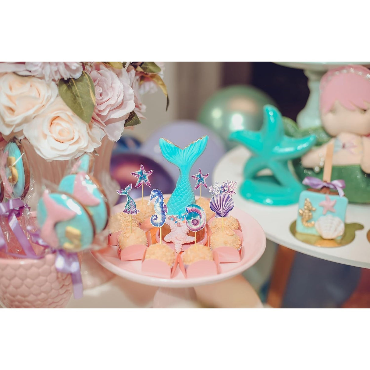 Set 6 Props-uri pentru Prajituri Sirena, Vivimall, Colectia Mermaid, Multicolor - vivimall.ro