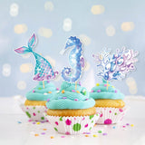 Set 6 Props-uri pentru Prajituri Sirena, Vivimall, Colectia Mermaid, Multicolor - vivimall.ro