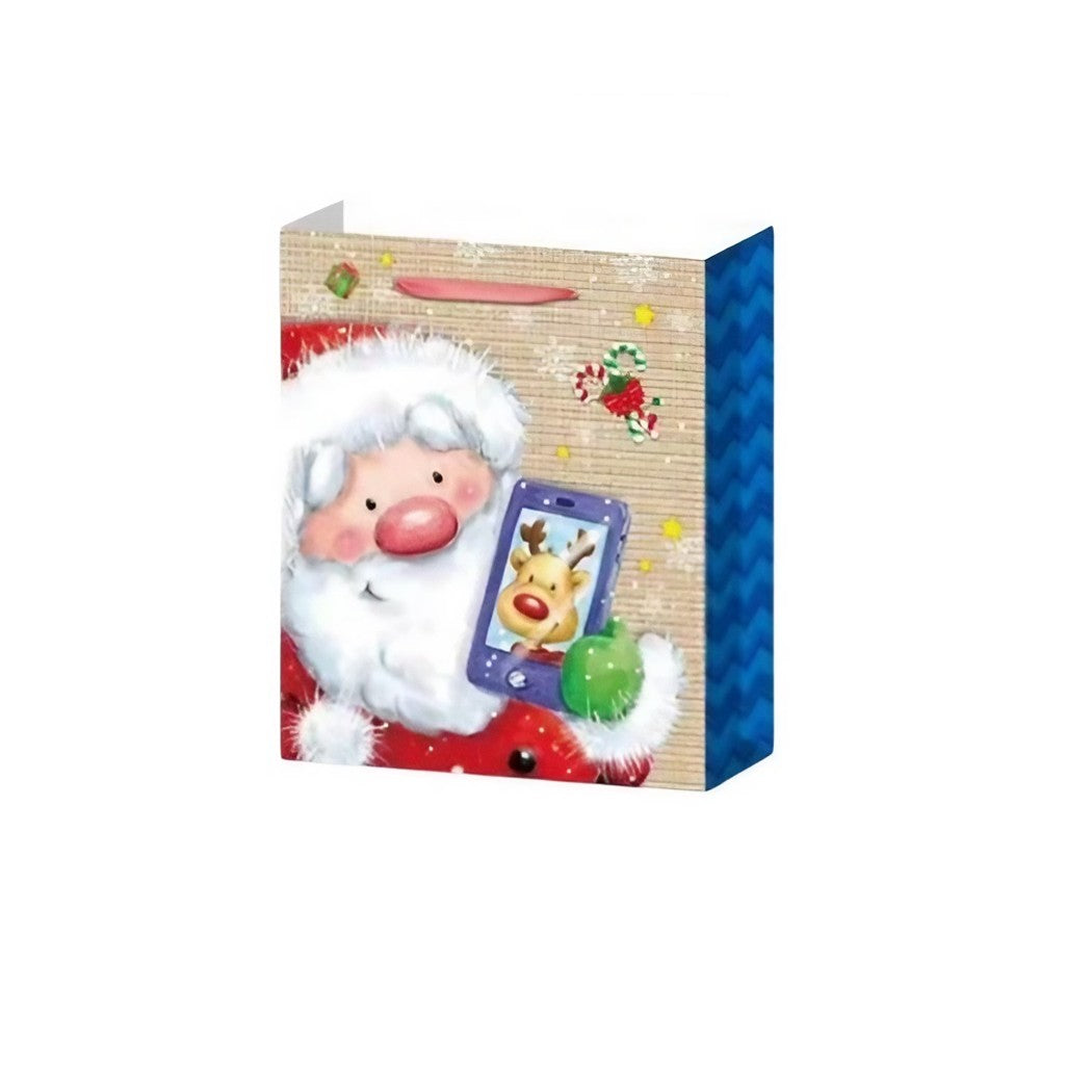 Set 6 Pungi Cadou, Vivimall, Imprimeu Tematica Mos Craciun si Ursuleti, Model Random, din Hartie, Impachetare Usoara a Cadourilor, 18.5x22.5x8.5 cm, Multicolor - vivimall.ro