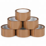 Set 6 Role Banda Adeziva Low Noise pentru Ambalare Colete si Pachete, Aderenta Ridicata, Derulare Silentioasa, 5 cm x 66 m, Maro