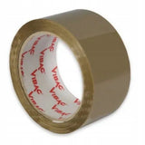 Rolă bandă adezivă Vibac solvent maro, detaliu eticheta cu specificații tehnice 48 mm x 60 m