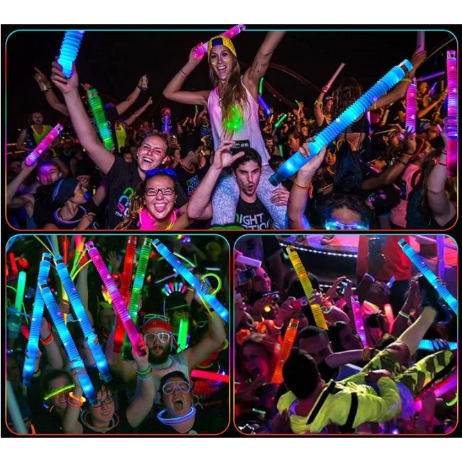 Set 6 Tuburi Antistres, Vivimall, cu Lumina LED, Fidget Pop Tube, multicolor - vivimall.ro