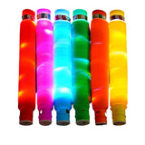 Set 6 Tuburi Antistres, Vivimall, cu Lumina LED, Fidget Pop Tube, multicolor - vivimall.ro