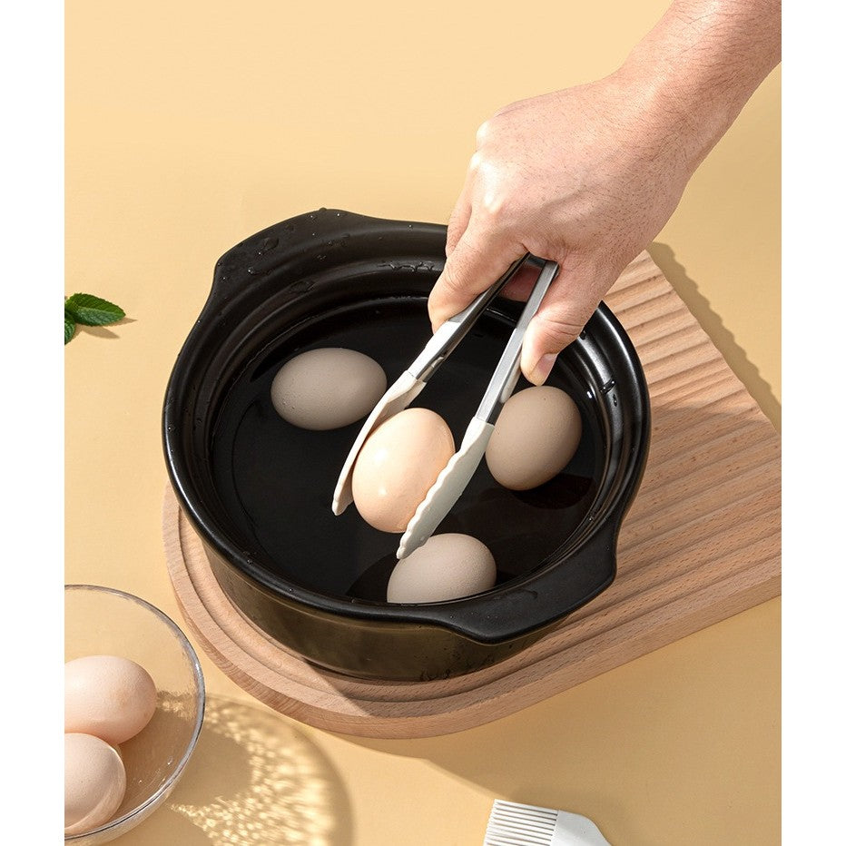 Set 6 Ustensile de Bucatarie, Vivimall, din Silicon+Inox, Termorezistente, Antiaderente, 23 x 13 x 3 cm, Alb Ivory - vivimall.ro