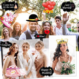 Set 60 de Accesorii pentru Petrecere, Vivimall, Tematica Nunta, Props pentru Coltul de Poze, Ochelari, Palarii, Mustata, Cravata, pentru Evenimente, Multicolor - vivimall.ro