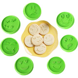 Set 7 Forme de Prajituri, Vivimall, Model Emoticoane Smiley Face, Diferite Expresii, 7.7 x 1.5 cm, din PP, Verde - vivimall.ro