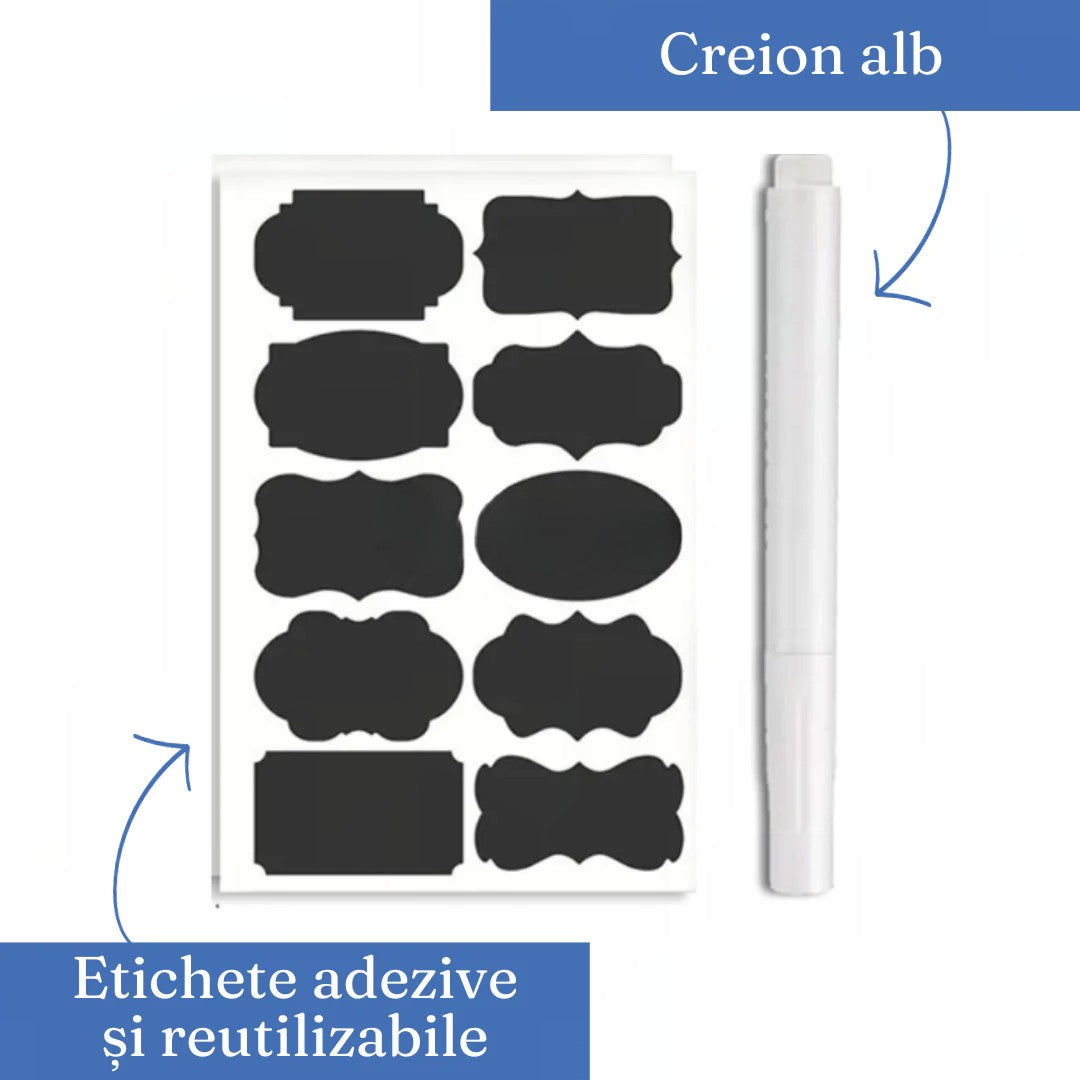 Set 7 Recipiente Organizare Alimente, Inchidere Etansa, Etichete Reutilizabile, Cupe Masurare, 4 Dimensiuni Diferite, Din Plastic Dur, Transparent - vivimall.ro