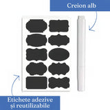 Set 7 Recipiente Organizare Alimente, Inchidere Etansa, Etichete Reutilizabile, Cupe Masurare, 4 Dimensiuni Diferite, Din Plastic Dur, Transparent - vivimall.ro