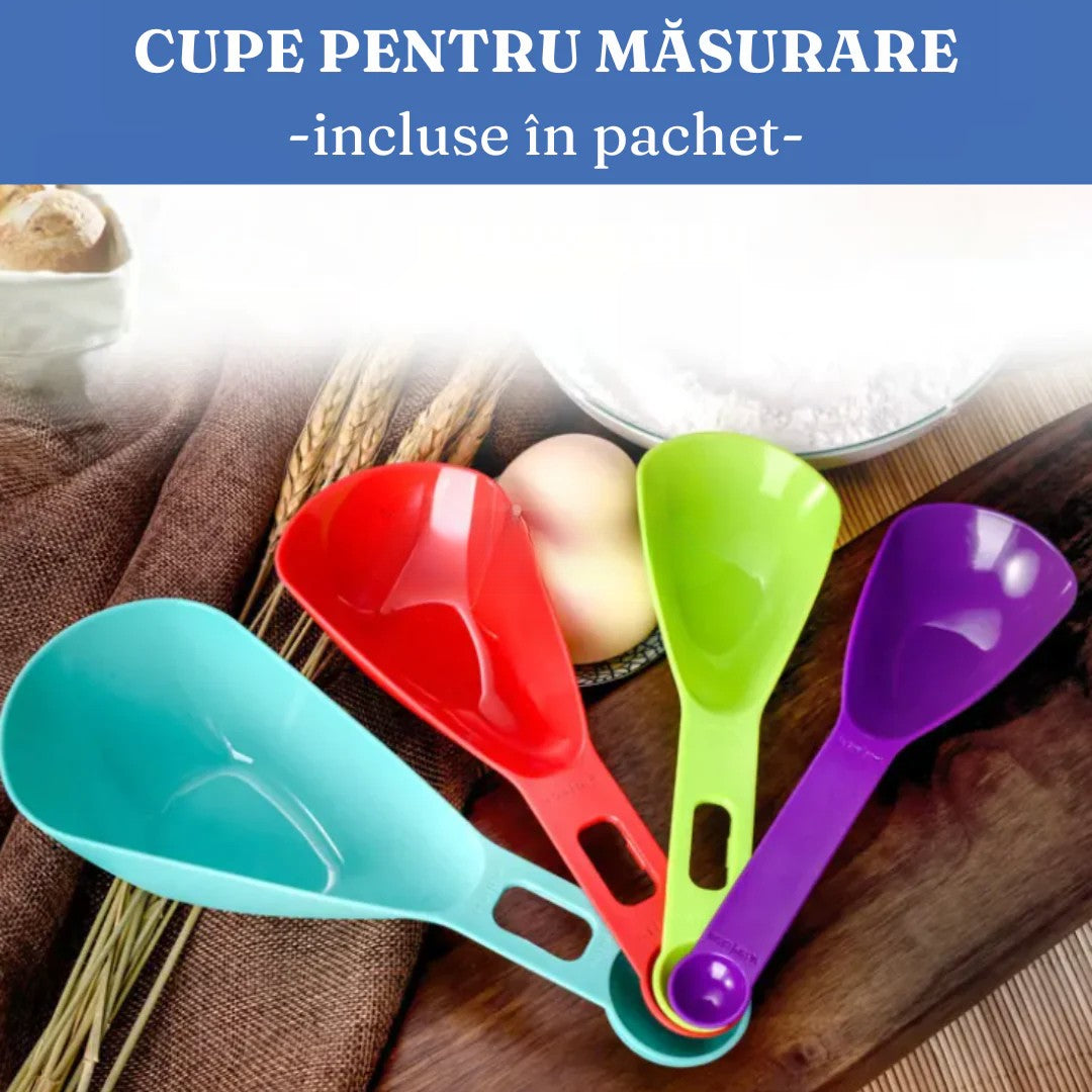 Set 7 Recipiente Organizare Alimente, Inchidere Etansa, Etichete Reutilizabile, Cupe Masurare, 4 Dimensiuni Diferite, Din Plastic Dur, Transparent - vivimall.ro