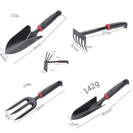 Set 7 Unelte de Gradina Vivimall, pentru Plantare Prelucrare Sol si Ingrijire Plante, Material PVC si cardboard, 31.5 x 8 cm, negru - vivimall.ro