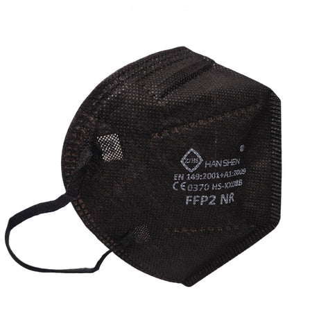 Set 70 măști FFP2 negre Flippy KN95, ambalaj individual, vedere frontală pachet