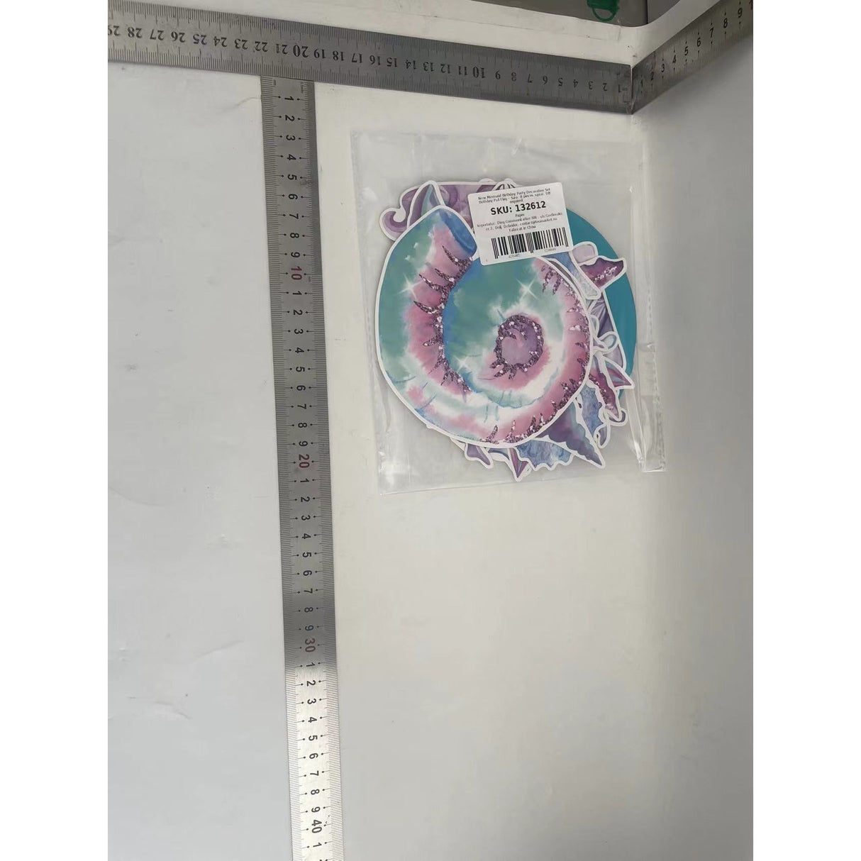 Set 8 Decoratiuni pentru Petrecere Sirena, Vivimall, Colectia Mermaid, Panglici Incluse, Multicolor - vivimall.ro