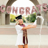 Set 8 Baloane din Folie Metalizata, Vivimall, Model Scris Congrats, Litere de 40 cm, Tema Absolvire, Baloane Party, Ambalaj Individual, Pai Inclus, Umflare cu Aer sau Heliu, Roz - vivimall.ro