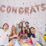 Set 8 Baloane din Folie Metalizata, Vivimall, Model Scris Congrats, Litere de 40 cm, Tema Absolvire, Baloane Party, Ambalaj Individual, Pai Inclus, Umflare cu Aer sau Heliu, Roz - vivimall.ro