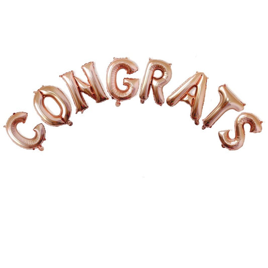 Set 8 Baloane din Folie Metalizata, Vivimall, Model Scris Congrats, Litere de 40 cm, Tema Absolvire, Baloane Party, Ambalaj Individual, Pai Inclus, Umflare cu Aer sau Heliu, Roz - vivimall.ro